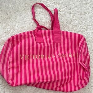 Victoria's Secret Pink and Gold Striped Tote